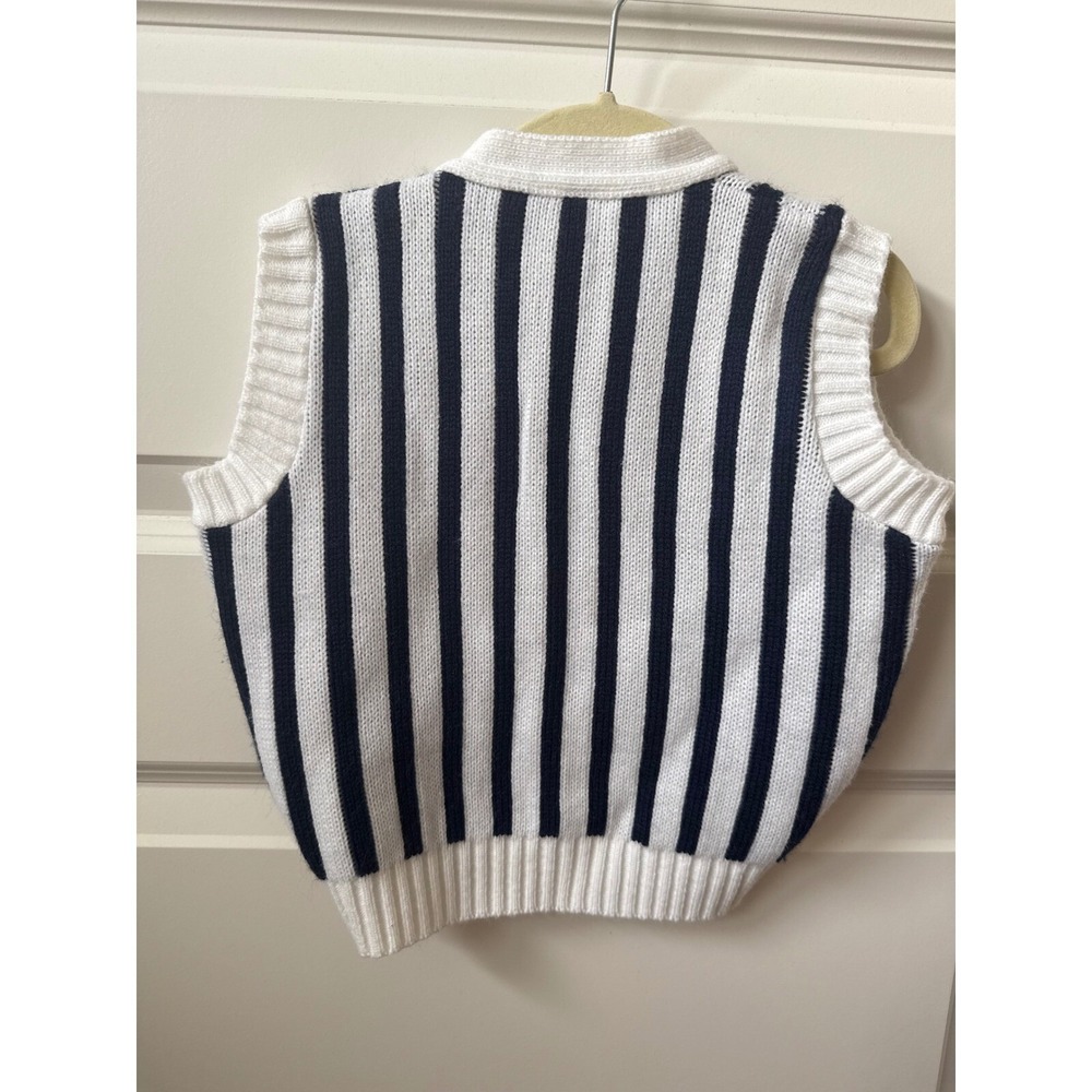 Vintage Knit Vest Striped Preppy Sweater USA Crossed Clubs 18 Months Nautical - Picture 3 of 5